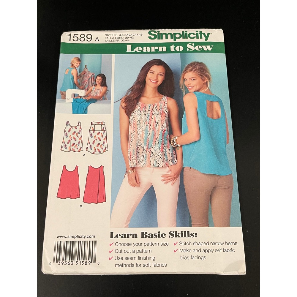 00226 - Simplicity 1589 Misses' Tops Sewing Pattern Easy Learn Basic Skills